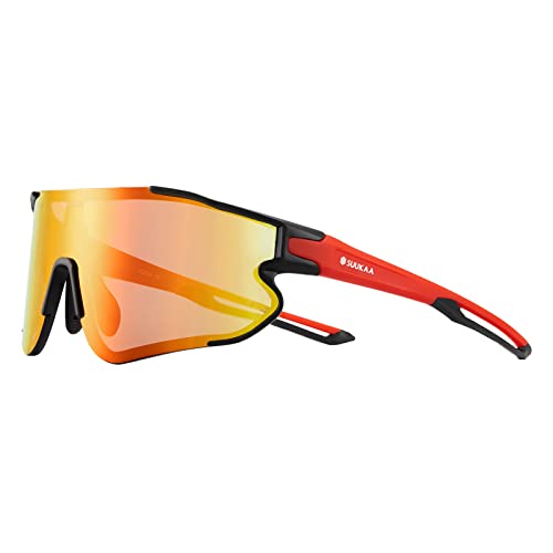 SUUKAA Ciclismo Gafas CE Certificación Polarizadas con 3 Lentes Intercambiables UV 400 Gafas,Corriendo,Moto,MTB Bicicleta Montaña,Camping y Actividades al Aire Libre para Hombres y Mujeres TR-90