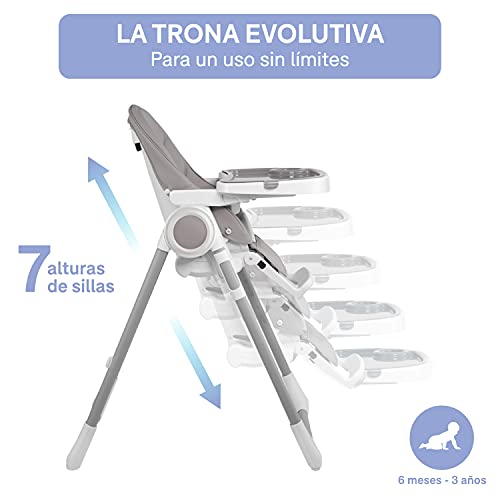 Sweet Fox Trona Bebe Evolutiva, Ajustable y Plegable, Tronas de bebe, 7 Alturas Diferentes, Respaldo para Niño Reclinable 5 Posiciones, Bandeja Extraíble mediante Clip