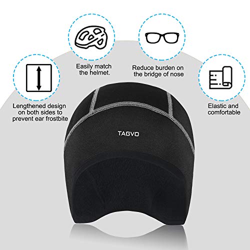 TAGVO Gorro Térmico, Gorro De Ciclismo a Prueba De Viento,Forro Cálido para Casco con Orificio para Gafas,Gorro para Deportes De Invierno con Orejeras,Forro para Casco Apto para Hombres,Talla Única