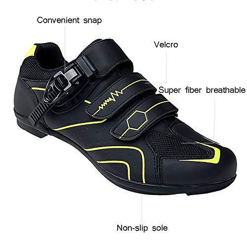 tangjiu Zapatillas de Ciclismo Antideslizantes, Zapatillas de Bicicleta de Carretera y Montaña de Fibra de Carbono Transpirables, Zapatillas Deportivas Asistidas con Tiras Reflectantes (Rojo,43)