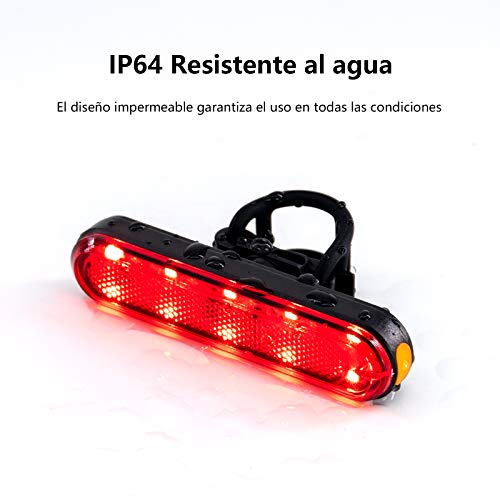 TANMORT Luz Trasera Bicicleta Recargable USB, Luz Bicicleta Impermeable IP64 con 7 Modos, Piloto Trasero Rojo Bici Potente LED de 120LM para Ciclismo de Carretera Montaña (Paquete de 2 Piezas)