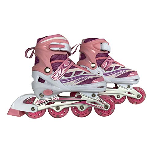 Tante Tina Patines en línea con Luces Que se encienden en Las Ruedas para niños y Adolescentes - Rosa - Talla M (33-36)