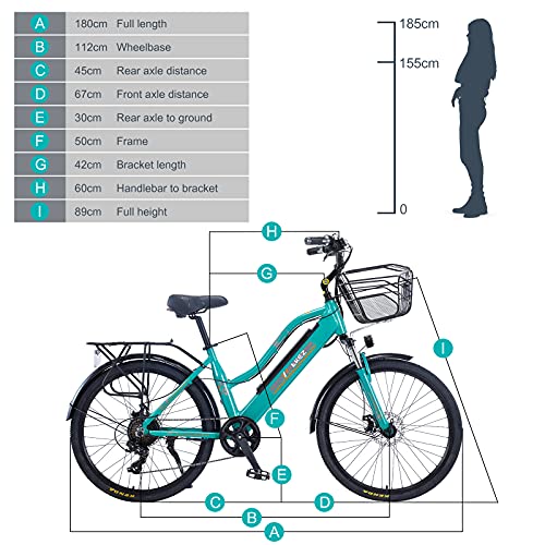 TAOCI Bicicletas eléctricas para Mujeres Adultas, Todo Terreno 26 Pulgadas E-Bike Bicicletas extraíble batería de Iones de Litio Ebike para el Trabajo al Aire Libre Ciclismo Viajes (Brown)