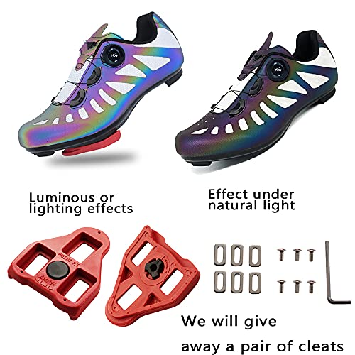 TFNYCT Zapatilla de Ciclismo Hombre Bicicleta Carretera MTB Tacos Luminous Respirables Mountain Interior Zapatillas de Ciclismo (Multi, Numeric_42)