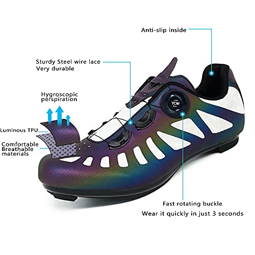 TFNYCT Zapatilla de Ciclismo Hombre Bicicleta Carretera MTB Tacos Luminous Respirables Mountain Interior Zapatillas de Ciclismo (Multi, Numeric_42)