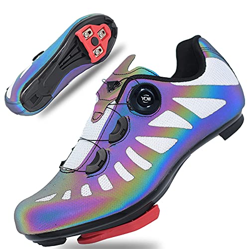 TFNYCT Zapatilla de Ciclismo Hombre Bicicleta Carretera MTB Tacos Luminous Respirables Mountain Interior Zapatillas de Ciclismo (Multi, Numeric_42)