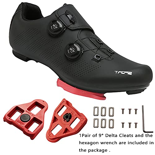 TFNYCT Zapatilla de Ciclismo Hombre Bicicleta Carretera MTB Tacos Respirables Mountain Interior Zapatillas de Ciclismo (Negro 206, Numeric_44)