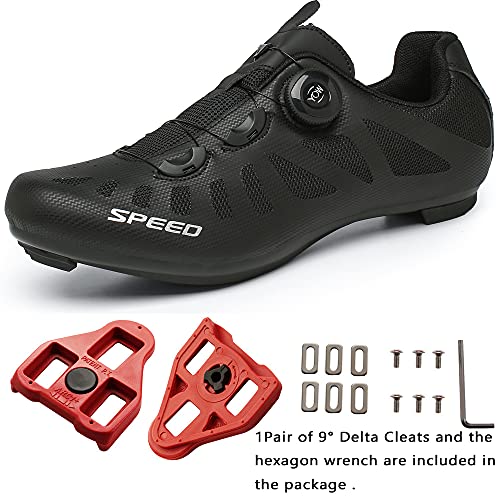 TFNYCT Zapatilla de Ciclismo Hombre Bicicleta Carretera MTB Tacos Respirables Mountain Interior Zapatillas de Ciclismo (Negro, Numeric_40)