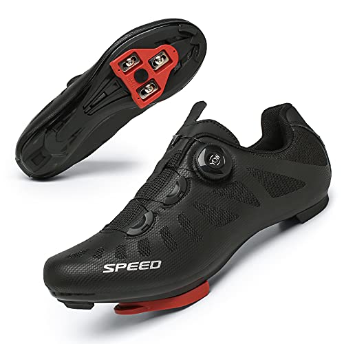 TFNYCT Zapatilla de Ciclismo Hombre Bicicleta Carretera MTB Tacos Respirables Mountain Interior Zapatillas de Ciclismo (Negro, Numeric_40)