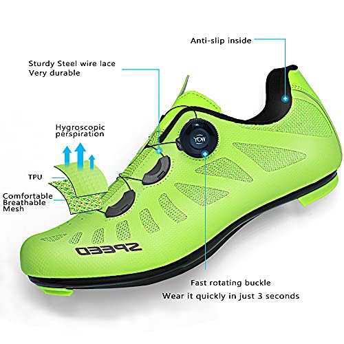 TFNYCT Zapatilla de Ciclismo Hombre Bicicleta Carretera MTB Tacos Respirables Mountain Interior Zapatillas de Ciclismo (Verde, Numeric_41)