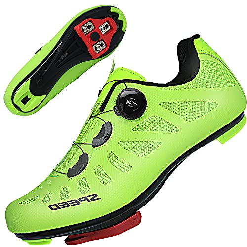 TFNYCT Zapatilla de Ciclismo Hombre Bicicleta Carretera MTB Tacos Respirables Mountain Interior Zapatillas de Ciclismo (Verde, Numeric_41)