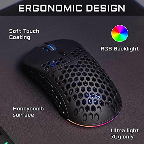 THE G-LAB Kult Beryllium Ratón Inalámbrico Recargable - Mouse Inalámbrico Gaming de Alto Rendimiento 16.000 dpi, Batería de Larga Duración, Retroiluminación RGB, 6 Botones Programables, Ultraligero