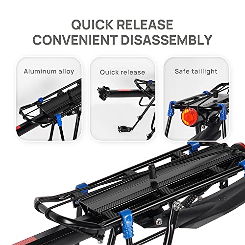 The7boX El portaequipajes de Bicicleta Marco Trasero de aleación de Aluminio Marco Trasero de Bicicleta de montaña de liberación rápida con Guardabarros Trasero es Adecuado para Cualquier Bicicleta.