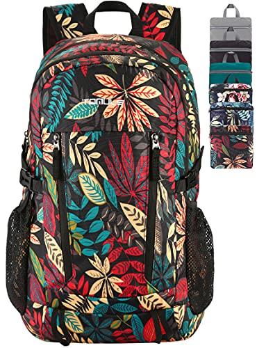 Tomule Mochila Trekking Senderismo Impermeabile Deporte Montana Bicicleta Playa Portatil Plegable Bolsa Viaje Accesorios Trabajo Hombre Trail Mujer Regalo Para Gimnasio Infantil 40L Rojo Floral