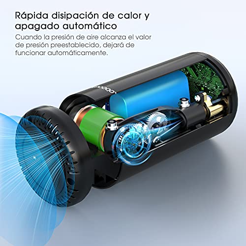 Topcony Compresor de Aire Portátil con Batería Recargable 2600 mAh, Mini Bomba de Pantalla Táctil Digital, con Sensor de presión, para Scooter, Motocicleta, Bicicleta, Automóvil, Pelota con Linterna