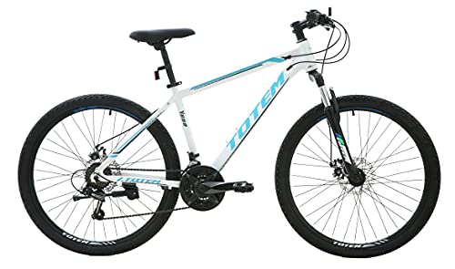 Totem Mountain Bike/Bicycles 27.5'' Wheel Lightweight Aluminium Frame Speeds Brake montaña/Bicicletas Pulgadas, Marco de Aluminio Ligero, 21 velocidades, Freno de Disco Shimano, Unisex, Blanco 2