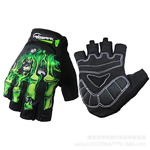 Trihedral-X Nuevos Guantes de Ciclismo for Bicicletas de Ciclismo Guantes de Medio Dedo for Bicicleta de montaña Factory Ghost Finger Corto (Color : Green, Size : M)