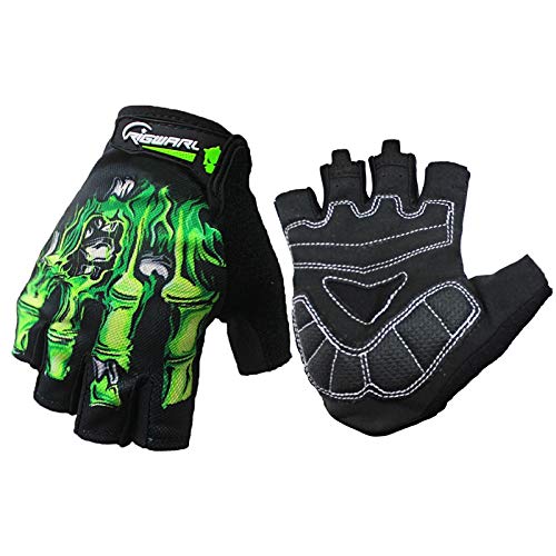 Trihedral-X Nuevos Guantes de Ciclismo for Bicicletas de Ciclismo Guantes de Medio Dedo for Bicicleta de montaña Factory Ghost Finger Corto (Color : Green, Size : M)