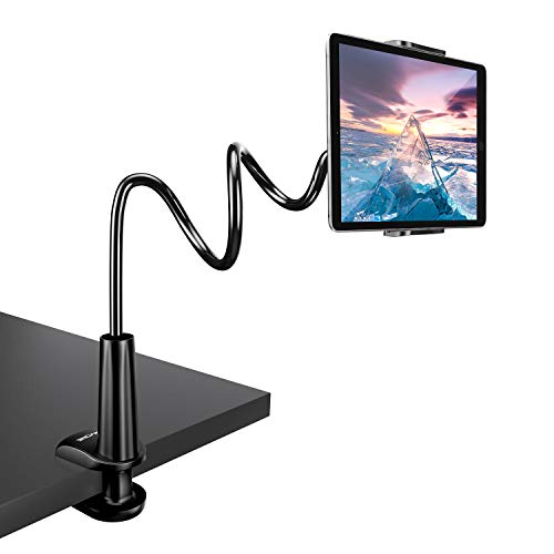 TRYONE Soporte Tablet Móvil Multiángulo - Soporte con Brazo de Cuello de Cisne para Serie iPad/Nintendo Switch/Samsung Galaxy Tabs/Huawei Mediapad/Kindle Fire y Más, 75cm de Longitud en Total(Negro)