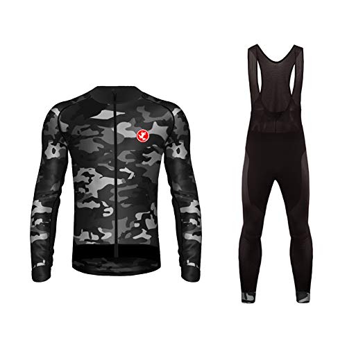 UGLY FROG 2020-2021 MTB Nuevo De Invierno Mantener Caliente Hombre Manga Larga Maillot Ciclismo +Bib Pantalones Sets with Gel Pad Winter(Dos Piezas)