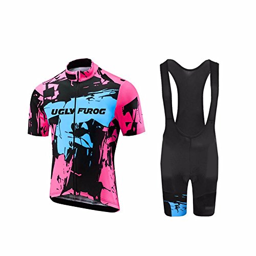 UGLY FROG ESHNE01 Bike Wear Ciclismo Hombres Maillots Sports+Bib Tight Sets Seco y Transpirable de Bicicleta Conjunto de Ropa de Ciclo Jersey de Manga Corta