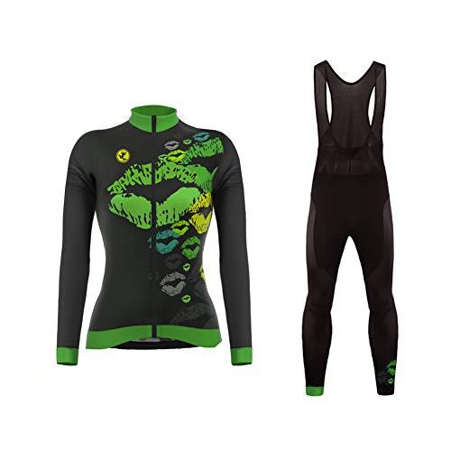 UGLY FROG Invierno Mujer Ropa Ciclismo Maillot Mangas Largas Camiseta de Ciclistas + Babero Pantalones de Bicicletas Cuerpos Ropa Profesional para MTB Bicicleta Roda Felpa Térmica RTWS01