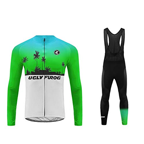 UGLY FROG MTB Invierno Ciclismo Maillot Hombres Jersey + Pantalones Largos Culote Mangas Largas de Ciclismo Conjunto de Ropa Maillot Entretiempo para Deportes al Aire Libre Ciclo Bicicleta