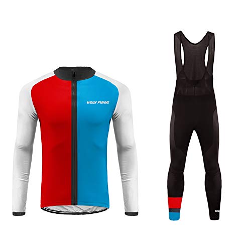 UGLYFROG Hombres Chaqueta de Ciclismo MTB Invierno Térmico Respirable Cómodo Manga Larga Maillots+Pantalones de Acolchado 3D para Hombres Conjunto Completo Equipo de Cycling FAXBY1901