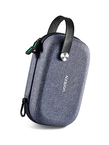 UGREEN Organizador Cables Viaje, Bolsa Cargador Rígida Impermeable con Mosquetón y Asa de Transporte para Accesorios Electronicos, Cargadores, USB Cable, Ratón, Powerbank, SD Card, Disco Duro Externo