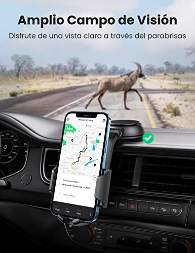 UGREEN Soporte Movil Coche, Soporte de Móvil Coche con Ventosa Fuerte para Salpicadero 360°, Sujeta Movil Coche Universal Porta Movil Coche Car Phone Holder Compatible con iPhone 13 12 Pro,Galaxy S21