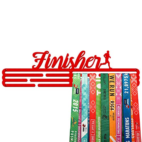 United Medals Finisher Sports - Soporte de pared para colgar medallas (3 barras para colgar hasta 48 medallas), color rojo