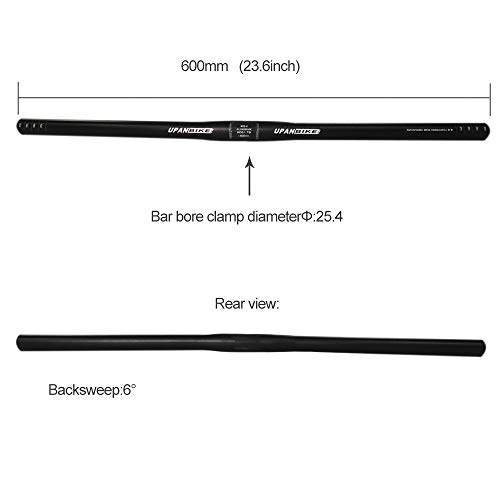 UPANBIKE Bicicleta de montaña Bicicleta de Carretera Manillar Aleación de Aluminio Barra Recta 25.4mm*600mm