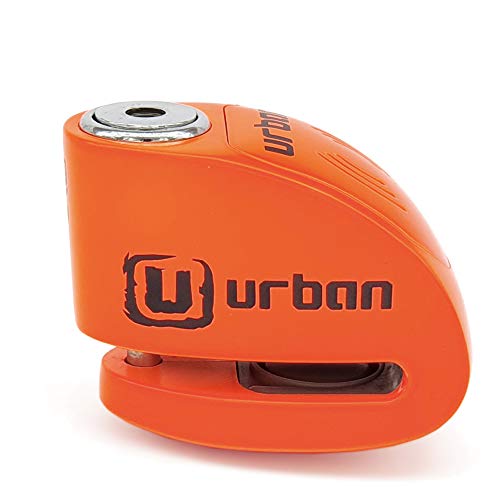 URBAN UR906N Candado Antirrobo Disco Alarma 120 db, Eje 6 mm Universal Moto Scooter Bici, Naranja Fluor, 6