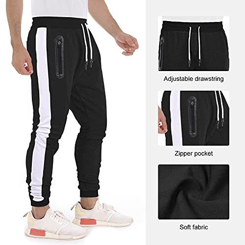 Vancavoo Pantalones Hombre Pantalón Tights Jogger Sweat Pants Casual Jogging para Algodón Trouser Largos Pants Slim Fit con Bolsillos Deportivo Entrenamiento Fitness Gym Workout(Negro,L)