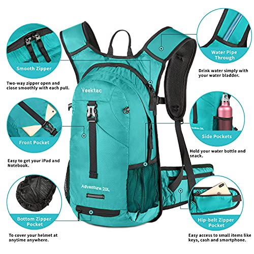 Veektac Mochila Ciclismo, 20L Mochila Bicicleta Impermeable Ligera para Caminar, Viaje, Senderismo, Montaña (Verde)