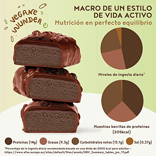 Vegan protein barritas - DOBLE CHOCOLATE - 15 Barras proteínas veganas sin azúcares añadidos, alto en proteínas, bajo en carbohidratos