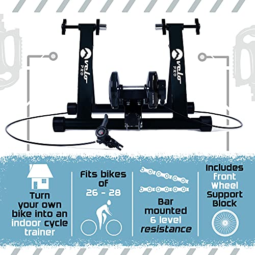 Velo Pro Rodillo Magnético Bicicleta para Entrenamiento de Bici de Carretera o Montaña al Interior de la Casa, 6 Niveles, Ruedas de 26 a 28 Pulgadas