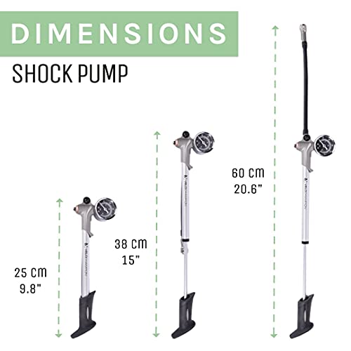 VeloChampion Bomba de Choque de Bicicleta con Calibre 300 PSI, Alta presión para Horquillam Plata