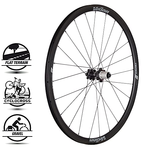 Vision Team 30 Sh11 V15 V15-Juego de Ruedas para Bicicleta (700 c), Color Negro y Gris, Unisex, 700c