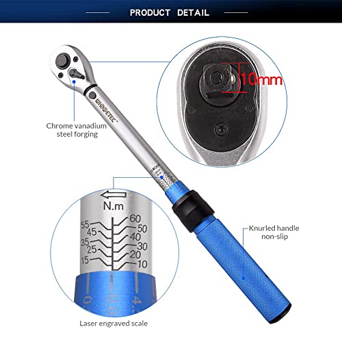 Vistreck Llaves Dinamométricas de 10 ~ 60 Nm,Conjunto de Herramientas de Utilidad de Rotación Libre de 360 ° de Junta Universal Multifunción para Reparación de Automóviles