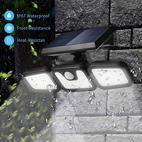 Viugreum Foco solar LED, Luz Solar Exterior, 70 LED Foco Solar con Sensor Movimiento Lámpara Solar Seguridad Impermeable IP67,Ajustable de 360° para Entrada Garaje Patio y Jardín 2 Unidades