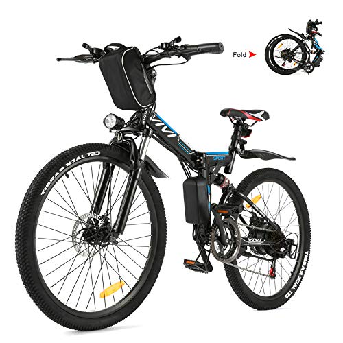 VIVI Bicicleta Eléctrica Plegable, 26" Bicicleta Montaña Adulto, Bicicleta Electrica Montaña, 250W Bicicletas Electricas Plegables con Batería Extraíble De 8Ah, 21 Velocidades, Doble Suspension