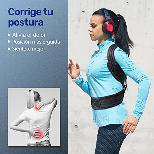 VOKKA Corrector de Postura, Corrector y Soporte para Columna Vertebral, Alivia Dolor en Cuello, Espalda y Hombros, Ajustable y Transpirable, Mejora la Postura y Proporciona Soporte para la Espalda, L