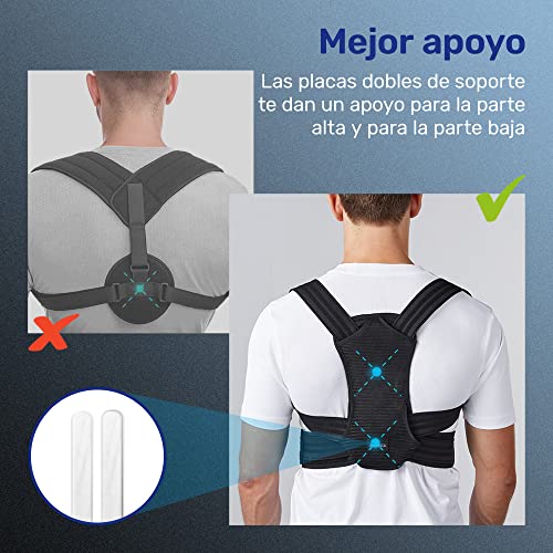 VOKKA Corrector de Postura, Corrector y Soporte para Columna Vertebral, Alivia Dolor en Cuello, Espalda y Hombros, Ajustable y Transpirable, Mejora la Postura y Proporciona Soporte para la Espalda, L