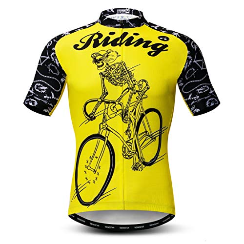 Weimostar Maillot de Ciclismo Hombres Ropa de Bici Maillot de Bici topMountain Road MTB Jersey Camisa Manga Corta Equipo Ropa Deportiva Montar en Amarillo L