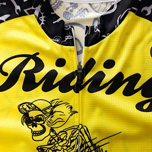 Weimostar Maillot de Ciclismo Hombres Ropa de Bici Maillot de Bici topMountain Road MTB Maillot Camisa Manga Corta Equipo Ropa Deportiva Montar Amarillo XXL