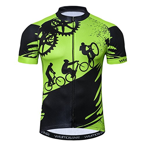 Weimostar - Maillot deportivo de ciclismo para hombre, de manga corta, para bicicleta de montaña, transpirable, de verano, color negro, Hombre, 13, M = Brust 90-96 cm