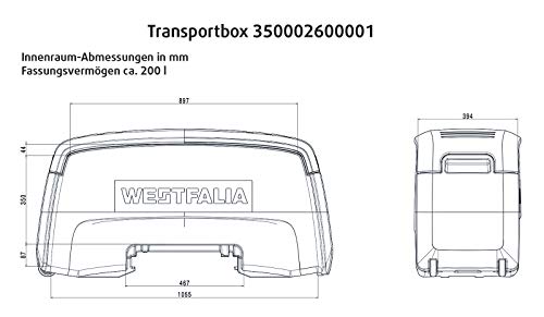 Westfalia 350002600001 Baúl trasero para coche, 200 l