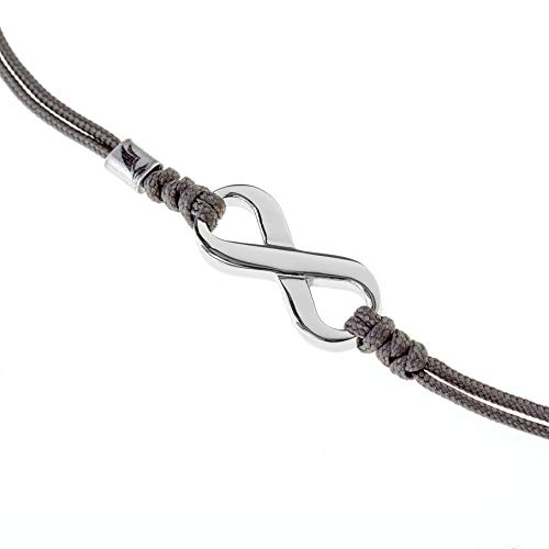 Wind Passion Pulsera de Cuerda Gris Kabbalah con Colgante Símbolo Infinito, Brazalete Trenzada Cordón Ajustable para Mujer, Hombre, Niños