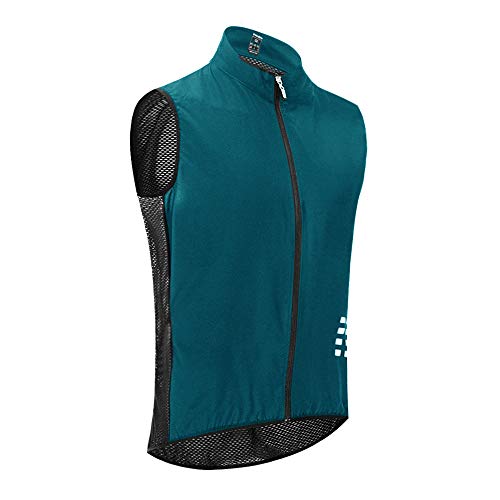 WOSAWE Chaleco de Ciclismo, Hombres Transpirable Sin Mangas Chaqueta de MTB Cortavientos Ropa de Bicicleta (Navy L)